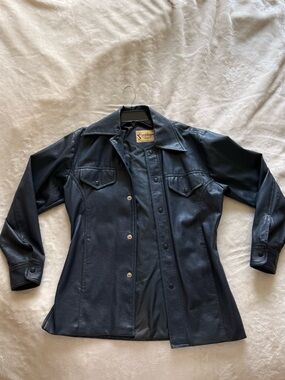 Vintage 1980s Sovereign  Black Leather Jacket with Chest Pockets